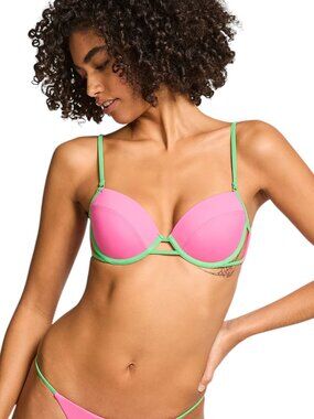 Pink by Victoria's Secret Strappy Push-Up Bikini Top Carmine Rose Size M